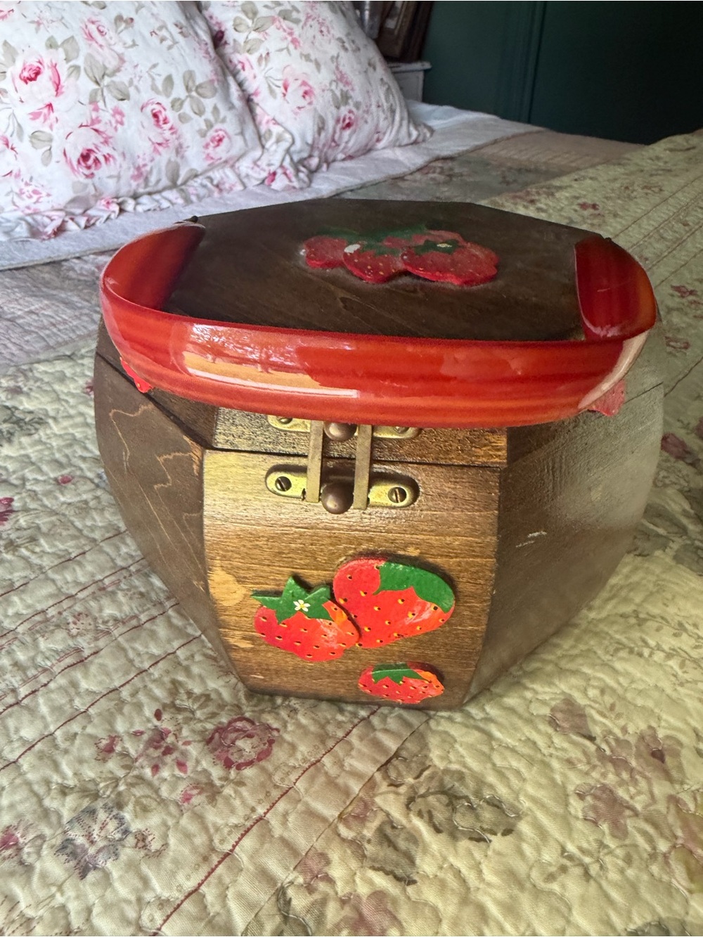 Wooden Strawberry Accent Box - Red